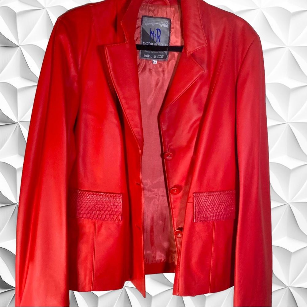 Moda in Pelle Vintage With Original Tags. Sz 42. Made In Italy.  Red Leather Jkt